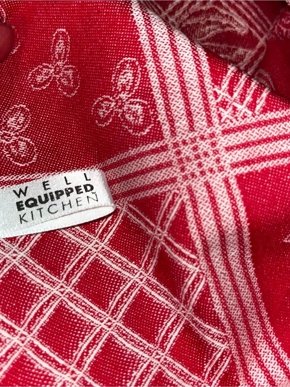 Set of 4 red cherry cherries tea dish towels  Well Equipped Kitchen